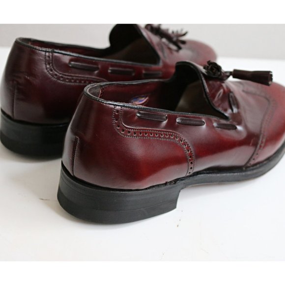 1980\'s Florsheim Burgundy Tassel Leather Dress Loafers // Men\'s 8 to 8-1/2 (8.5)
